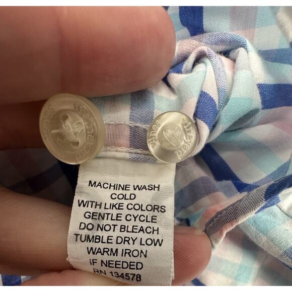 Vineyard Vines Mens Medium Button Up Plaid Pink Blue Tucker Shirt 100% Cotton - Picture 6 of 7